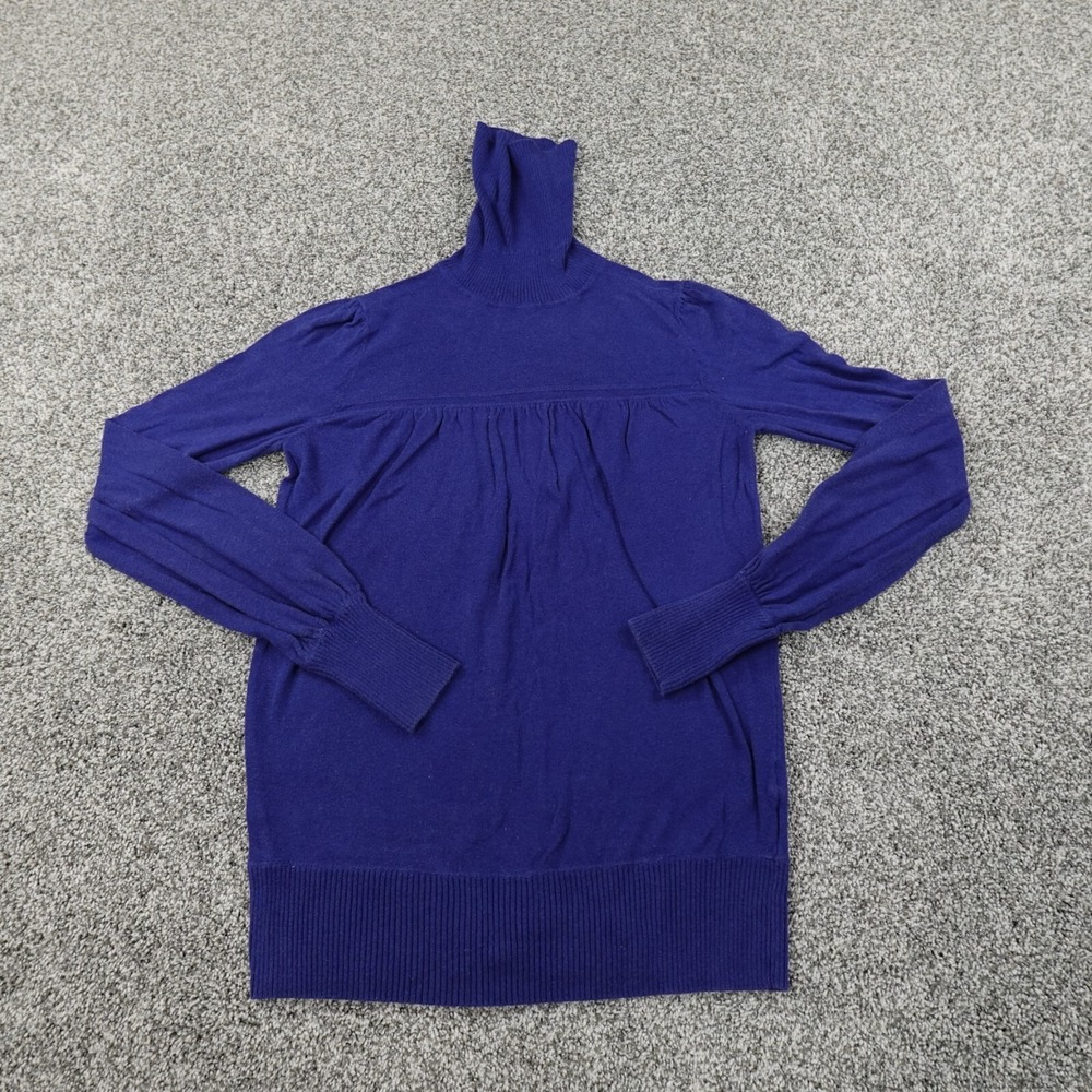 Gap Sweater Womens M Blue‎ Wool Knit Pullover Turtleneck Tunic Sweatshirt Preppy